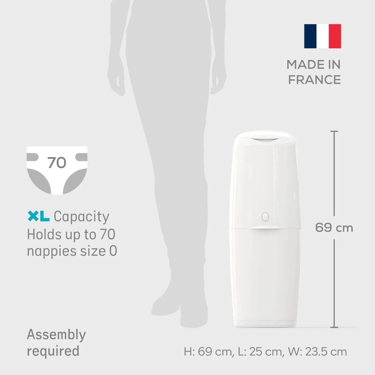 Angelcare Classic XL Nappy Bin with 1 Refill - Miu Mau Collectibles