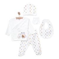 Aziz Bebe Suzene Embroidered 5 Piece Newborn Starter Set - Ecru - Miu Mau Collectibles