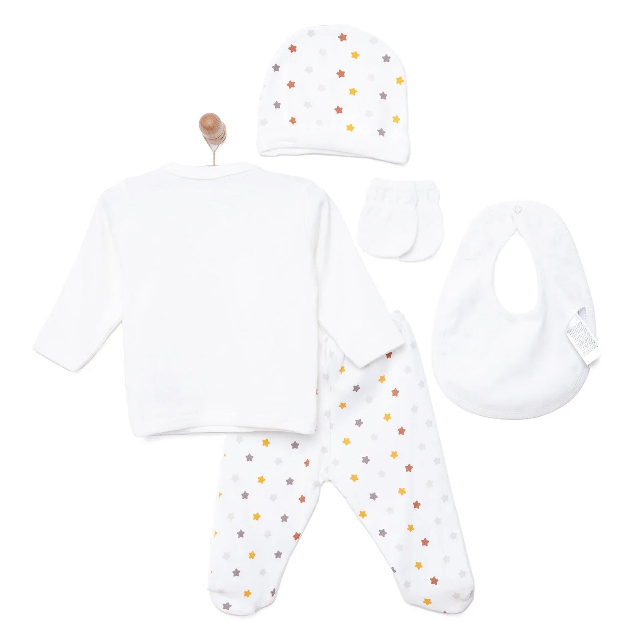 Aziz Bebe Suzene Embroidered 5 Piece Newborn Starter Set - Ecru - Miu Mau Collectibles