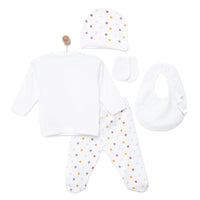 Aziz Bebe Suzene Embroidered 5 Piece Newborn Starter Set - Ecru - Miu Mau Collectibles