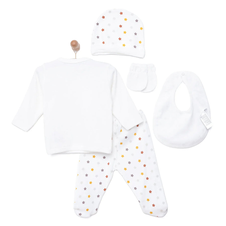 Aziz Bebe Suzene Embroidered 5 Piece Newborn Starter Set - Ecru - Miu Mau Collectibles