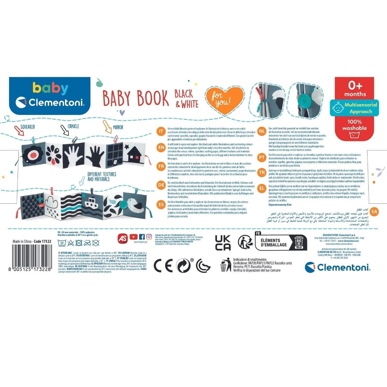 Baby Clementoni Black & White Baby Book - Miu Mau Collectibles
