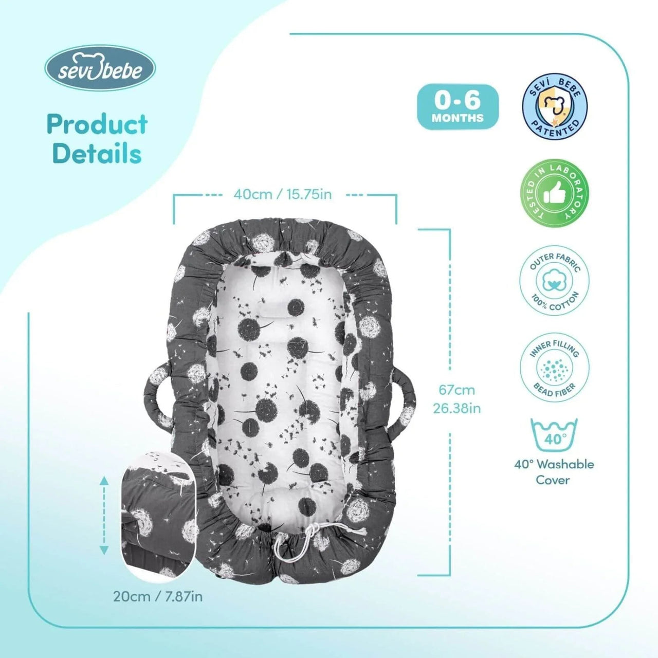 baby plus Mother Side Baby Reflux Bed - Dandelion - Miu Mau Collectibles