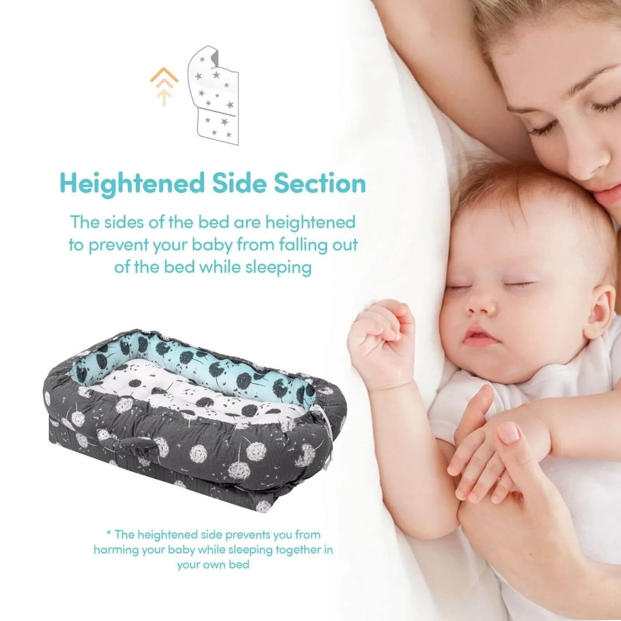 baby plus Mother Side Baby Reflux Bed - Dandelion - Miu Mau Collectibles