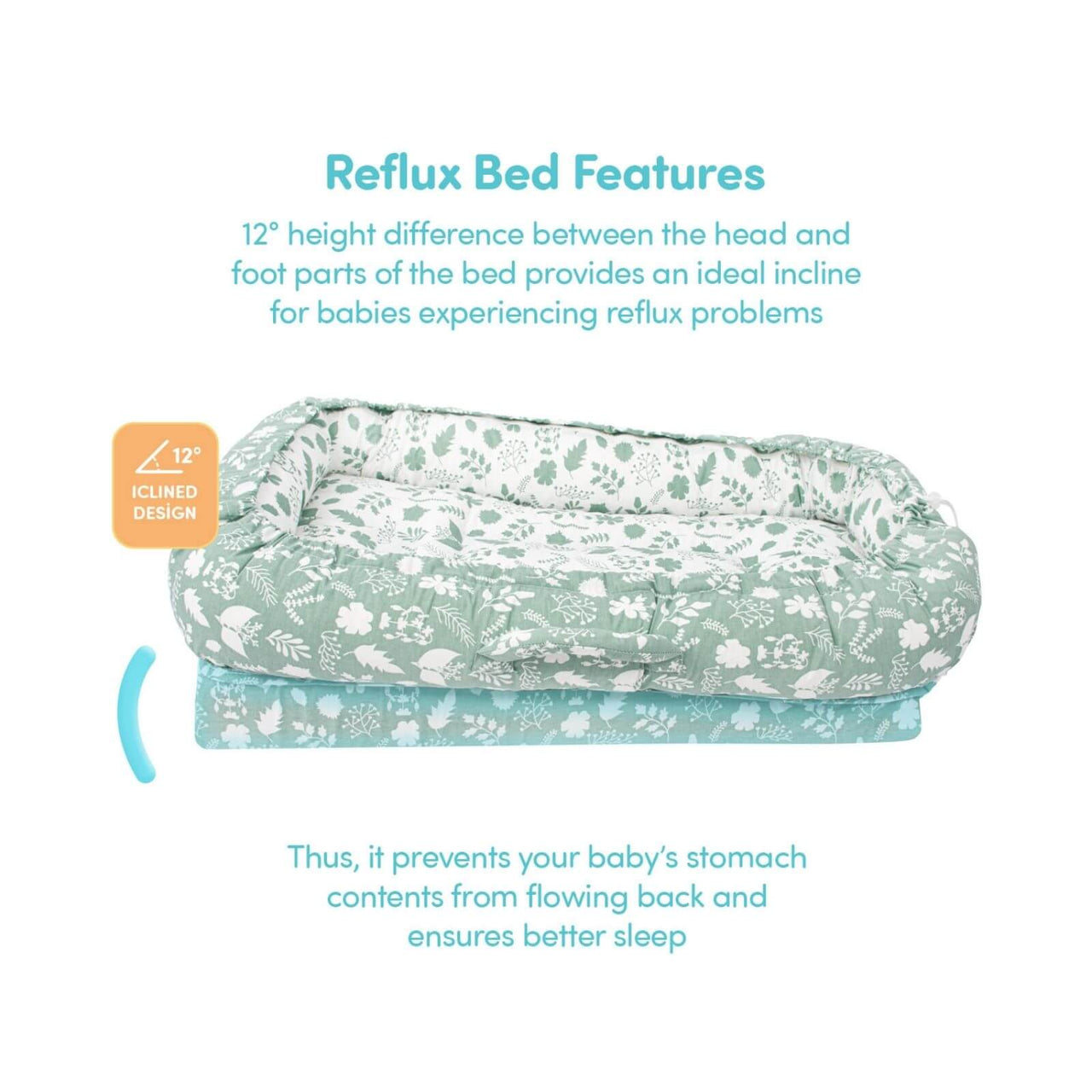 baby plus Mother Side Baby Reflux Bed - Green - Miu Mau Collectibles