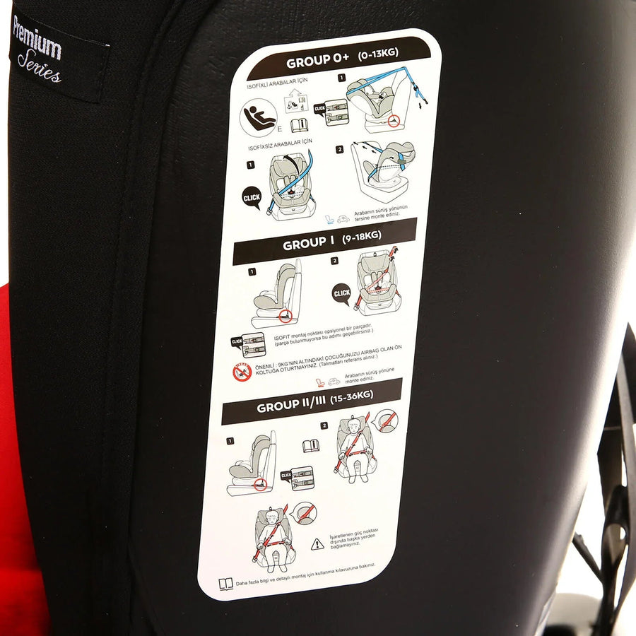 baby plus Orbitfix Group 0+/1/2/3 (Birth to 12 Years) Car Seat - Black Red - Miu Mau Collectibles