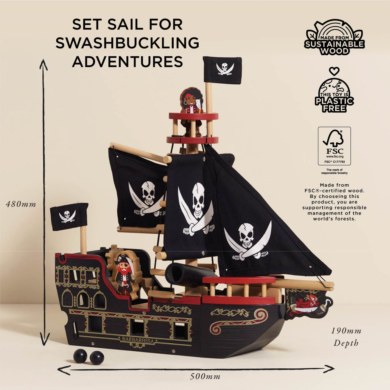 Barbarossa Pirate Ship & Characters - Miu Mau Collectibles