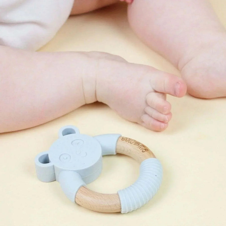 Belo&Me Penny Panda Animal Wood Teether 3+ months - Blue - Miu Mau Collectibles