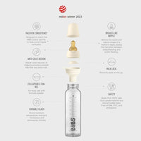 BIBS Baby Glass Bottle Complete Set Latex 225ml - Ivory - Miu Mau Collectibles