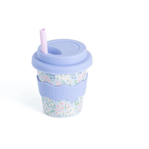 Blue Floral Babychino Cup 4oz (Straws Sold Separately) - Miu Mau Collectibles