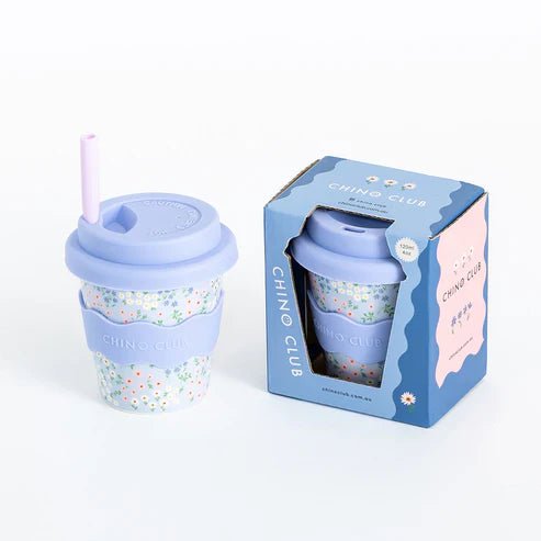 Blue Floral Babychino Cup 4oz (Straws Sold Separately) - Miu Mau Collectibles