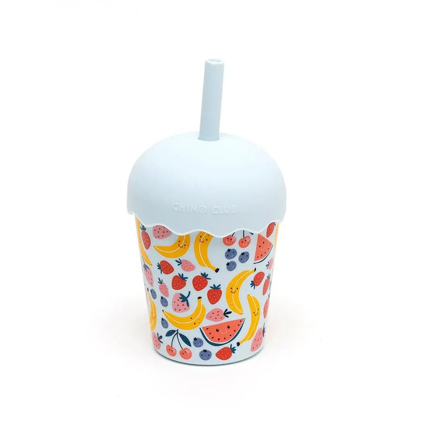 Blue Happy Fruits Mini Toddler Smoothie Cup & Straw 200ml - Miu Mau Collectibles