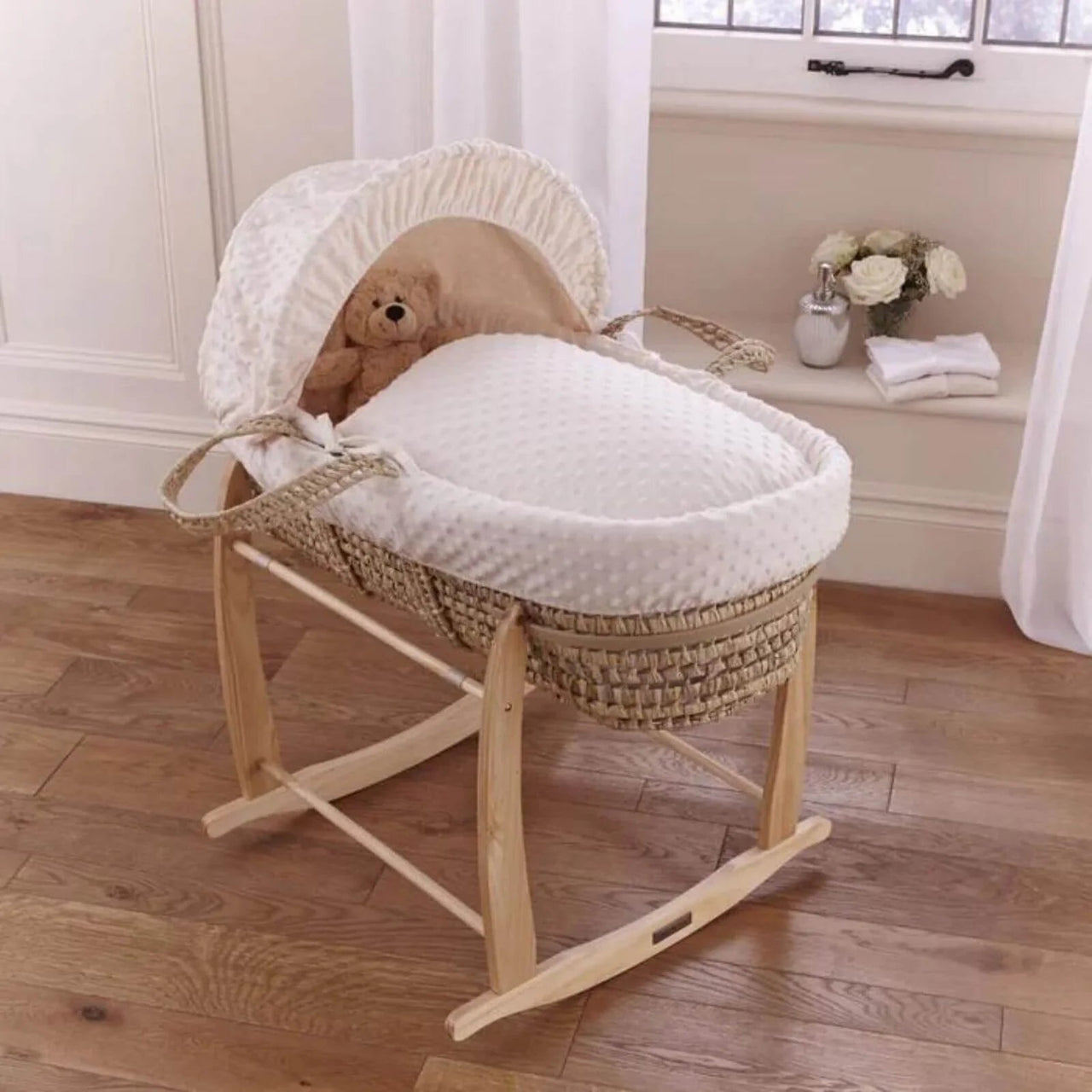 Clair de Lune Cream Dimple Palm Moses Basket - Cream - Miu Mau Collectibles