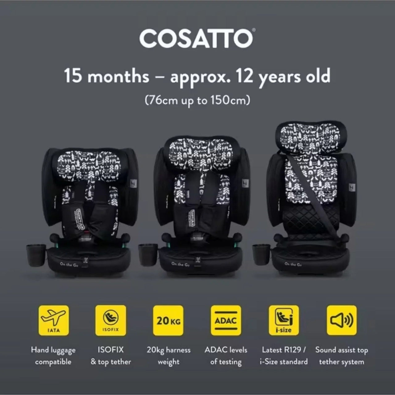 Cosatto On The Go i - Size Travel Car Seat - Silhouette - Miu Mau Collectibles