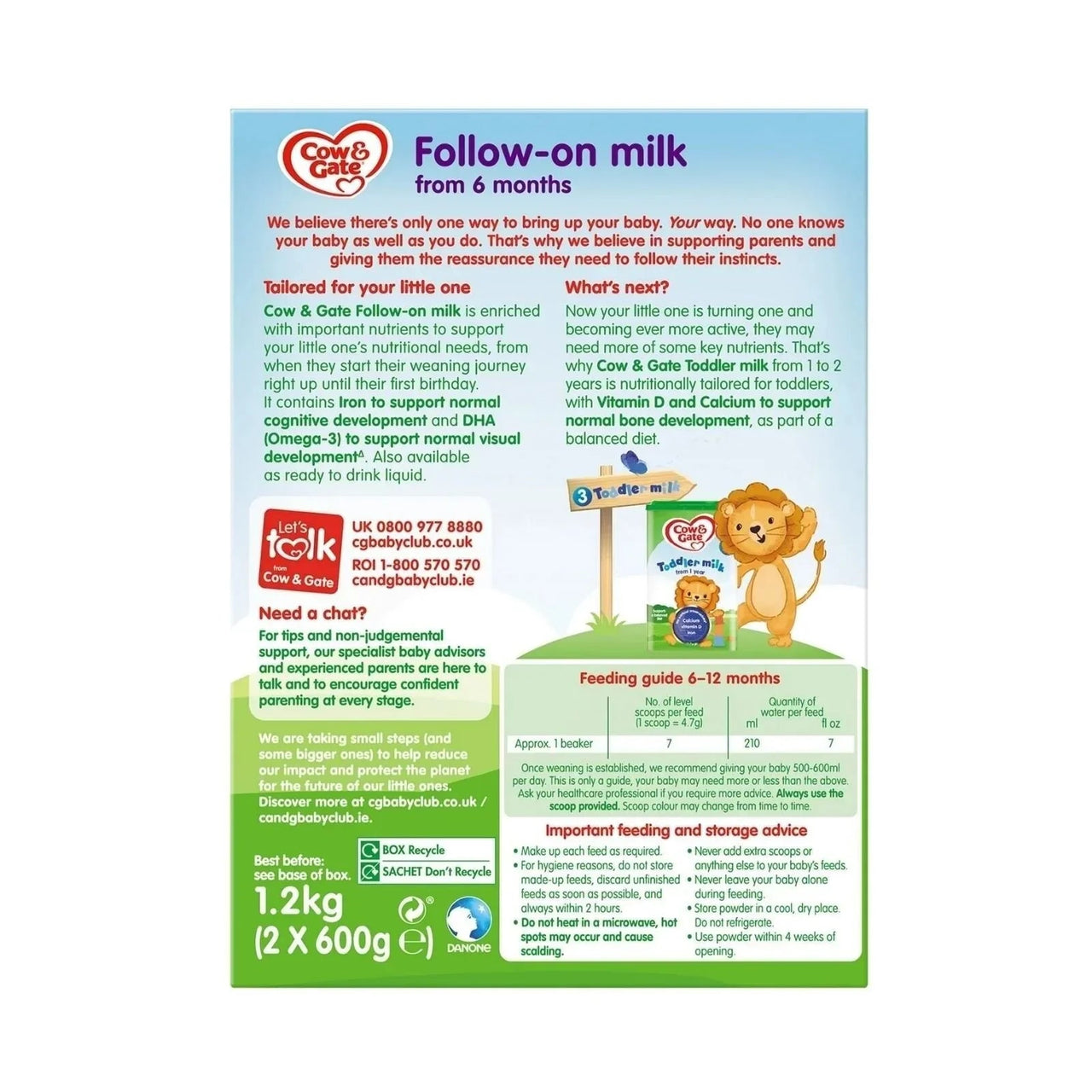 Cow & Gate 2 Follow On Milk Formula 6 - 12 months 1.2kg (2x600g) - Miu Mau Collectibles