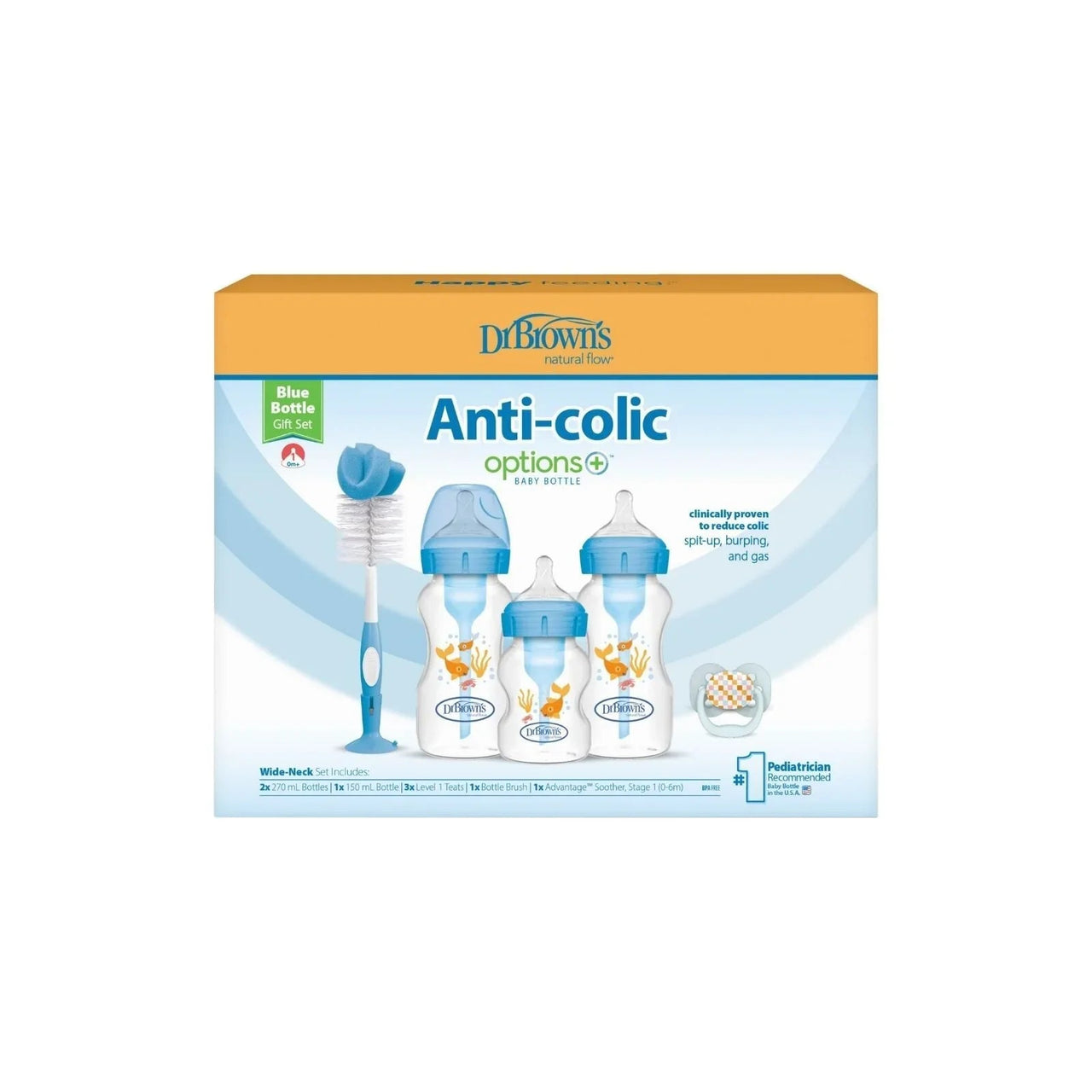 Dr. Brown's Natural Flow Options+ Anti - Colic Baby Bottle Gift Set - Blue - Miu Mau Collectibles