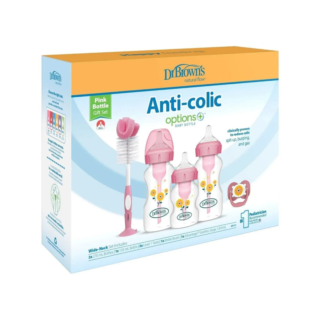 Dr. Brown's Natural Flow Options+ Anti - Colic Baby Bottle Gift Set - Pink - Miu Mau Collectibles