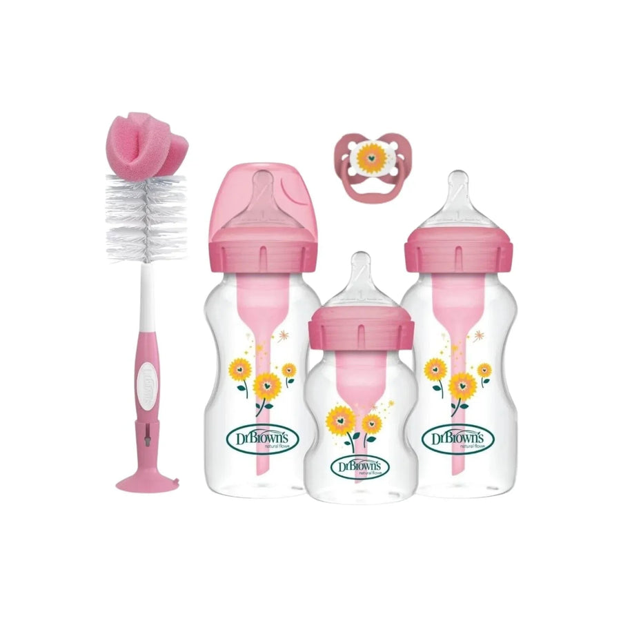 Dr. Brown's Natural Flow Options+ Anti - Colic Baby Bottle Gift Set - Pink - Miu Mau Collectibles