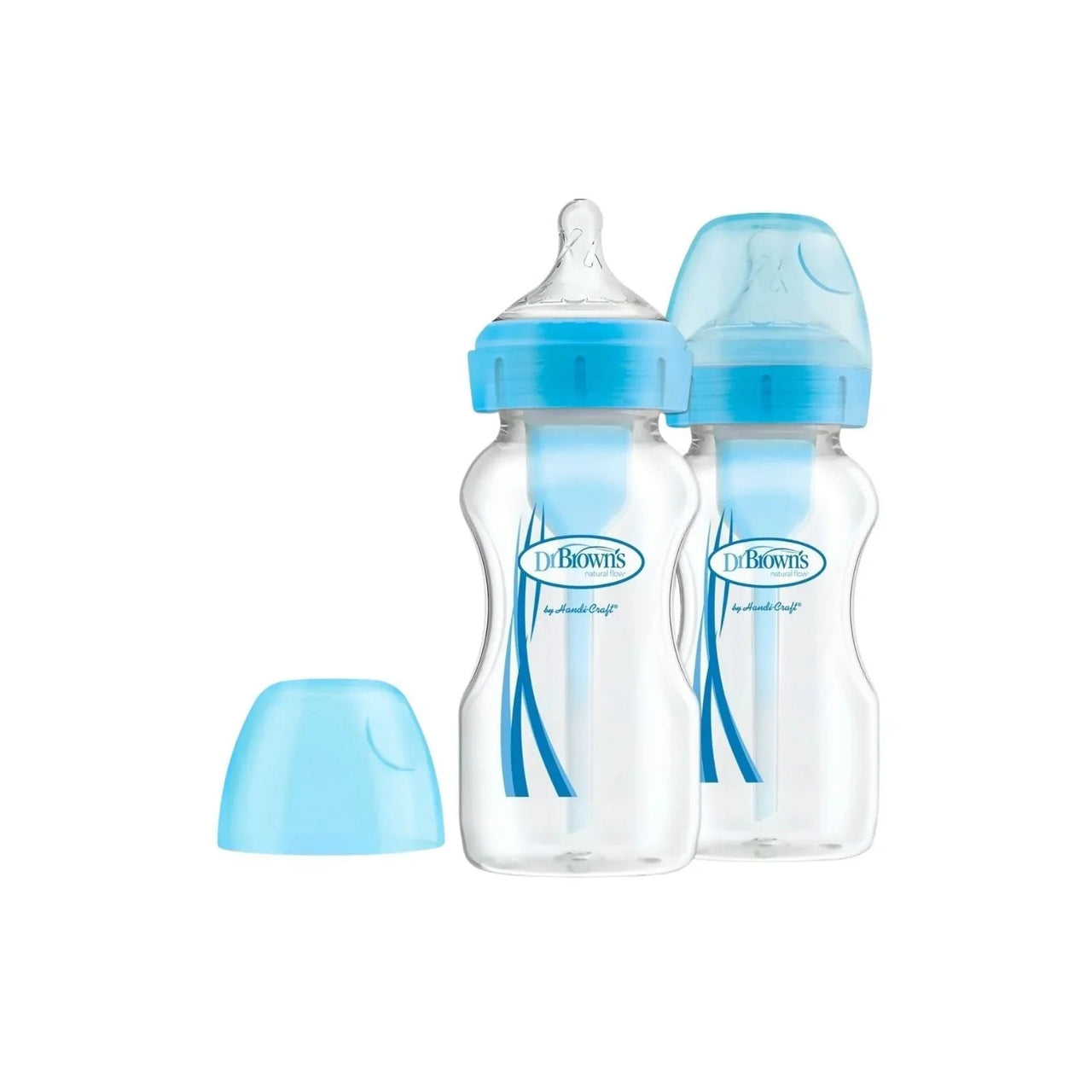 Dr. Brown's Options+ Anti - Colic Baby Bottle Wide Neck Blue 270ml Pack of 2 - Miu Mau Collectibles