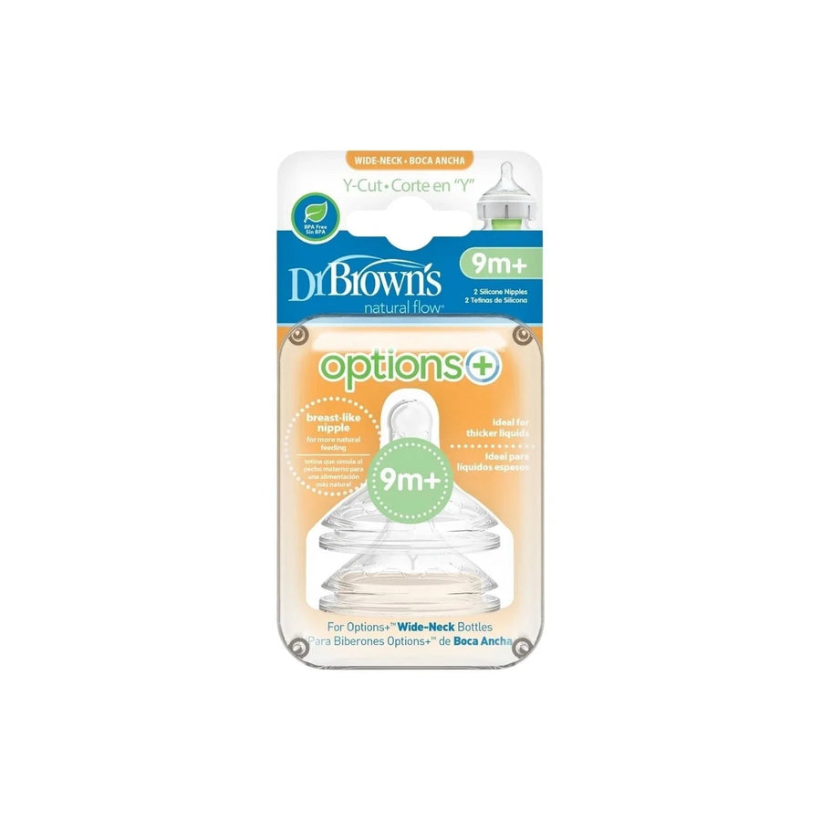 Dr. Brown's Options+ Baby Bottle Teats Wide Neck 9+ months Pack of 2 - Miu Mau Collectibles