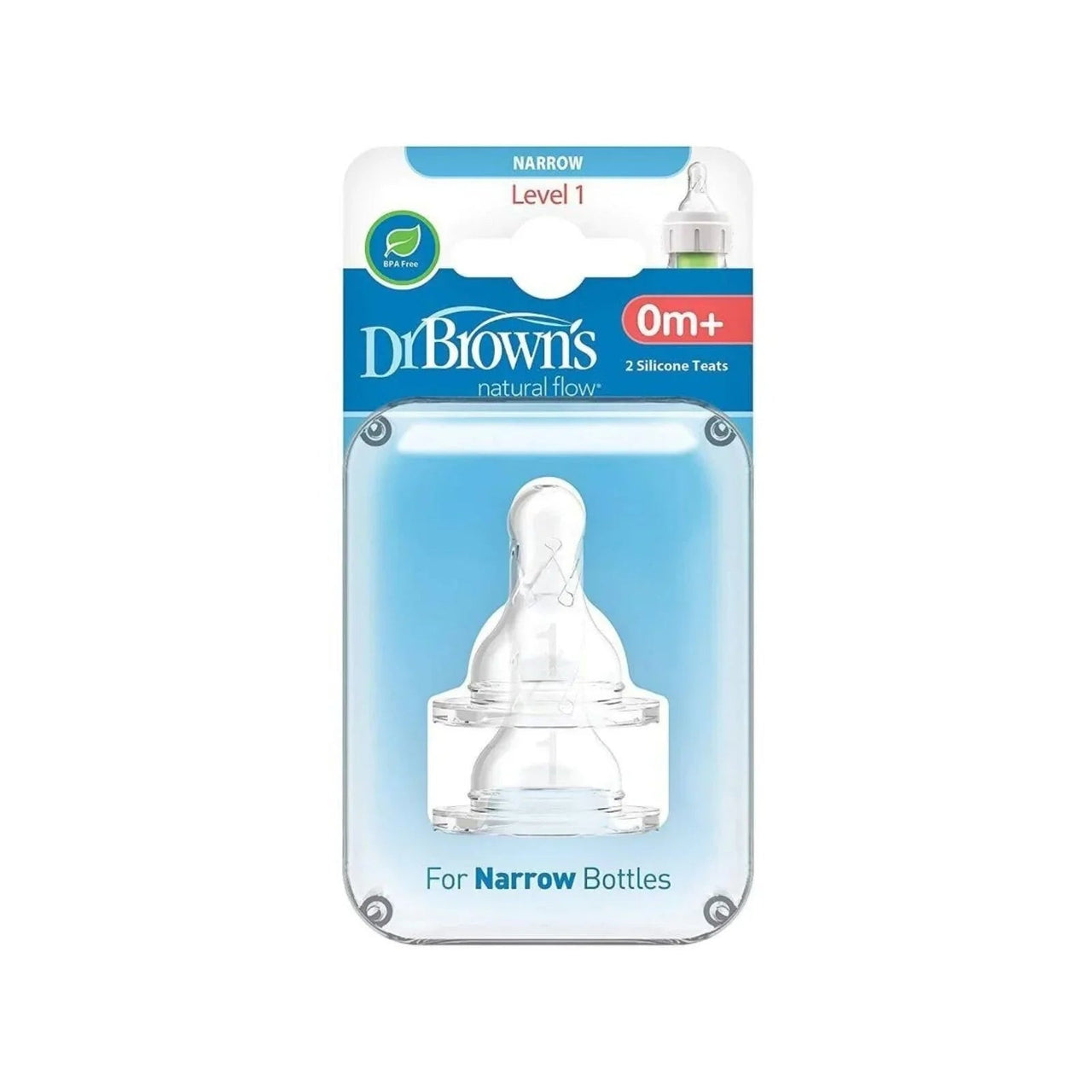 Dr. Brown's Options+ Narrow Neck Level 1 Teats 0+ months Pack of 2 - Miu Mau Baby & Kids Store