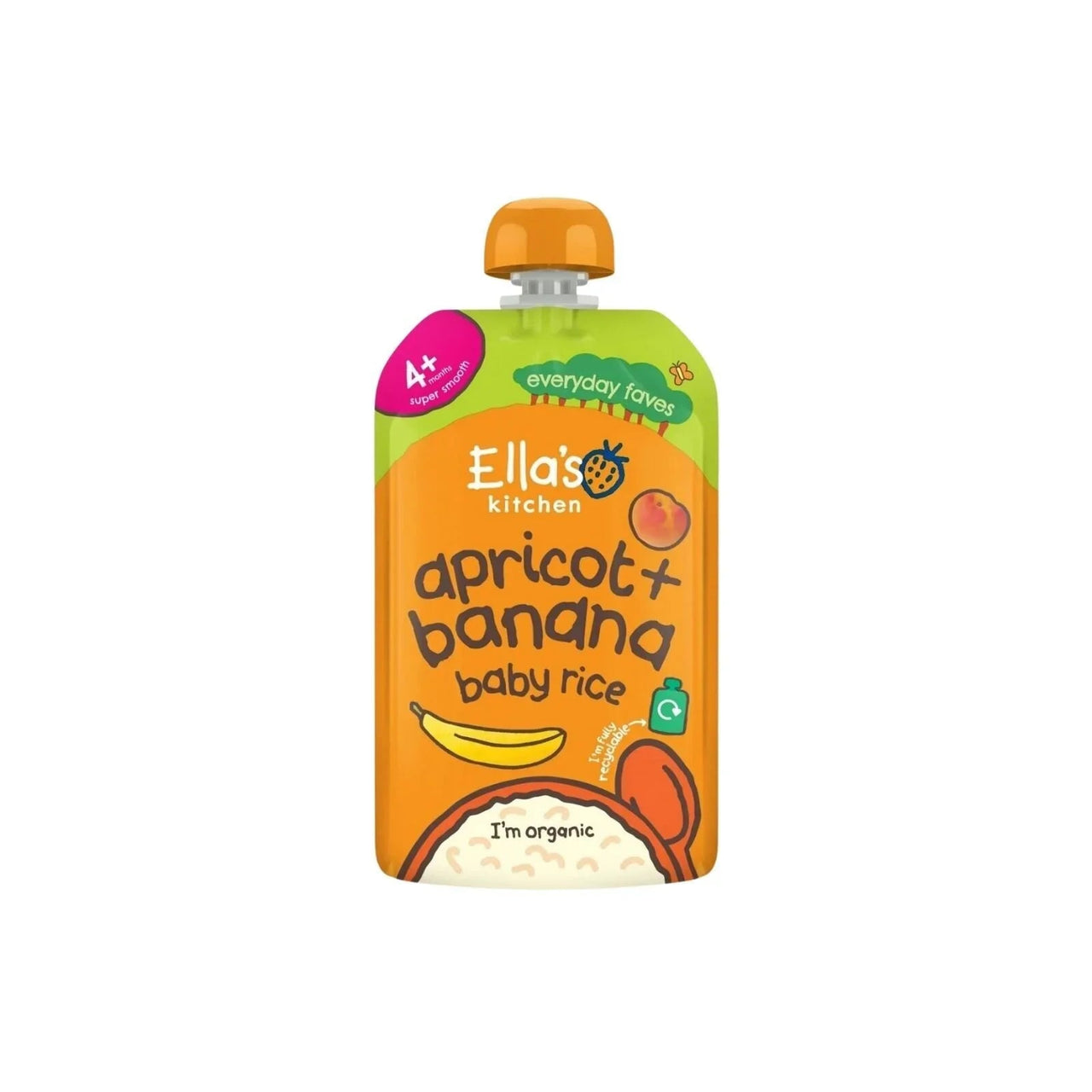 Ella's Kitchen Organic Apricot & Banana Baby Rice Baby Food Pouch 4+ months 120g - Miu Mau Collectibles