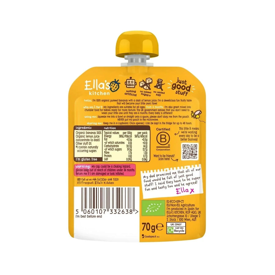 Ella's Kitchen Organic Bananas First Tates Baby Food Pouch 4+ months 70g - Miu Mau Collectibles