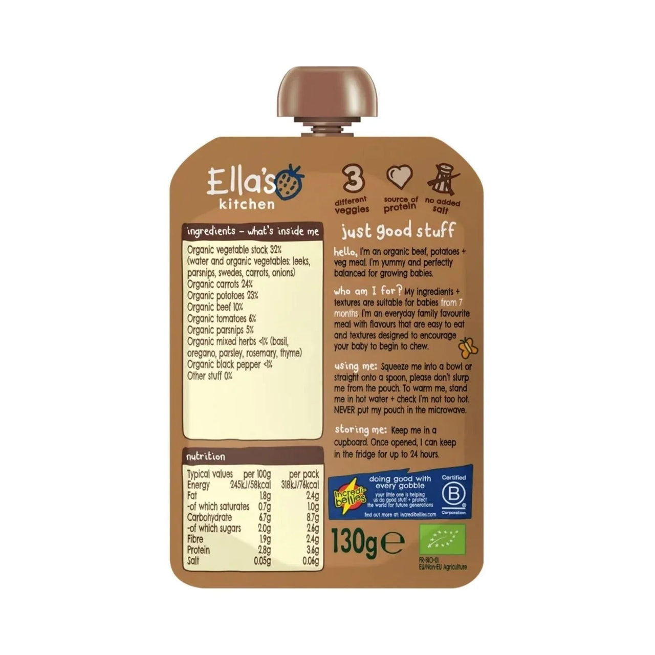 Ella's Kitchen Organic Beef Stew Baby Food Pouch 7+ months 130g - Miu Mau Collectibles