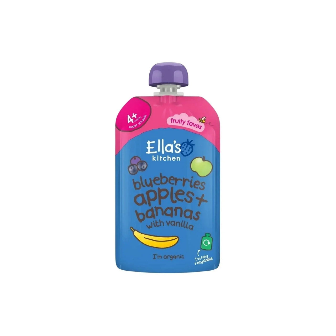 Ella's Kitchen Organic Blueberries Apples Bananas & Vanilla Baby Food Pouch 4+ months 120g - Miu Mau Collectibles