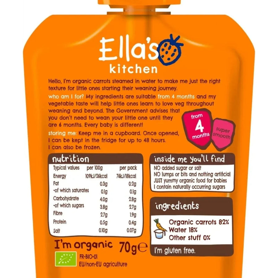 Ella's Kitchen Organic Carrots First Taste Baby Food Pouch 4+ months 70g - Miu Mau Baby & Kids Store