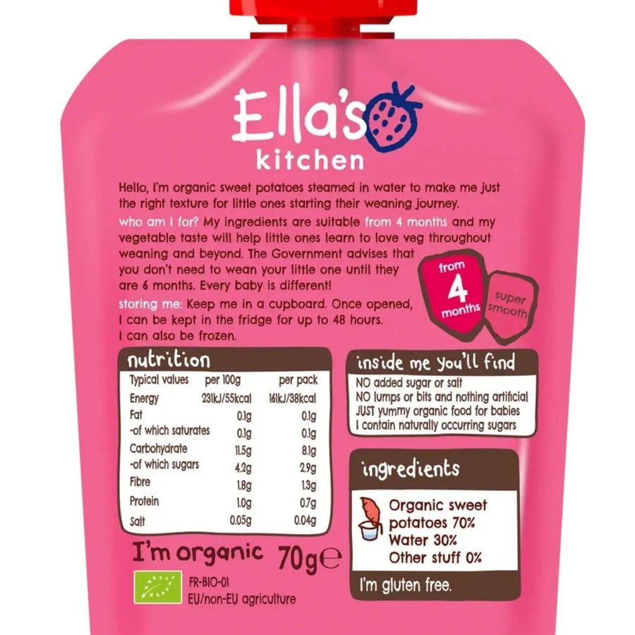 Ella's Kitchen Organic Sweet Potatoes First Tastes Baby Food Pouch 4+ months 70g - Miu Mau Collectibles
