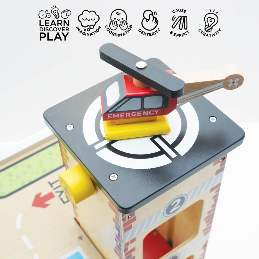 Fire & Rescue Wooden Garage - Miu Mau Collectibles