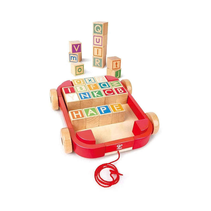 Hape Pull Along Cart with Stacking Blocks - Miu Mau Collectibles