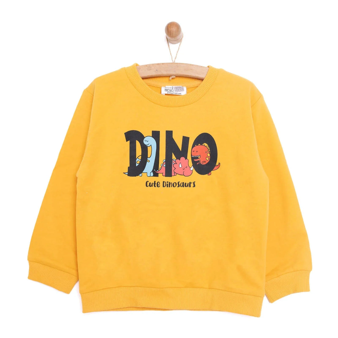 HelloBaby Baby Boy Dino Patterned Sweatshirt - Mustard - Miu Mau Baby & Kids Store