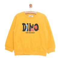 HelloBaby Baby Boy Dino Patterned Sweatshirt - Mustard - Miu Mau Baby & Kids Store