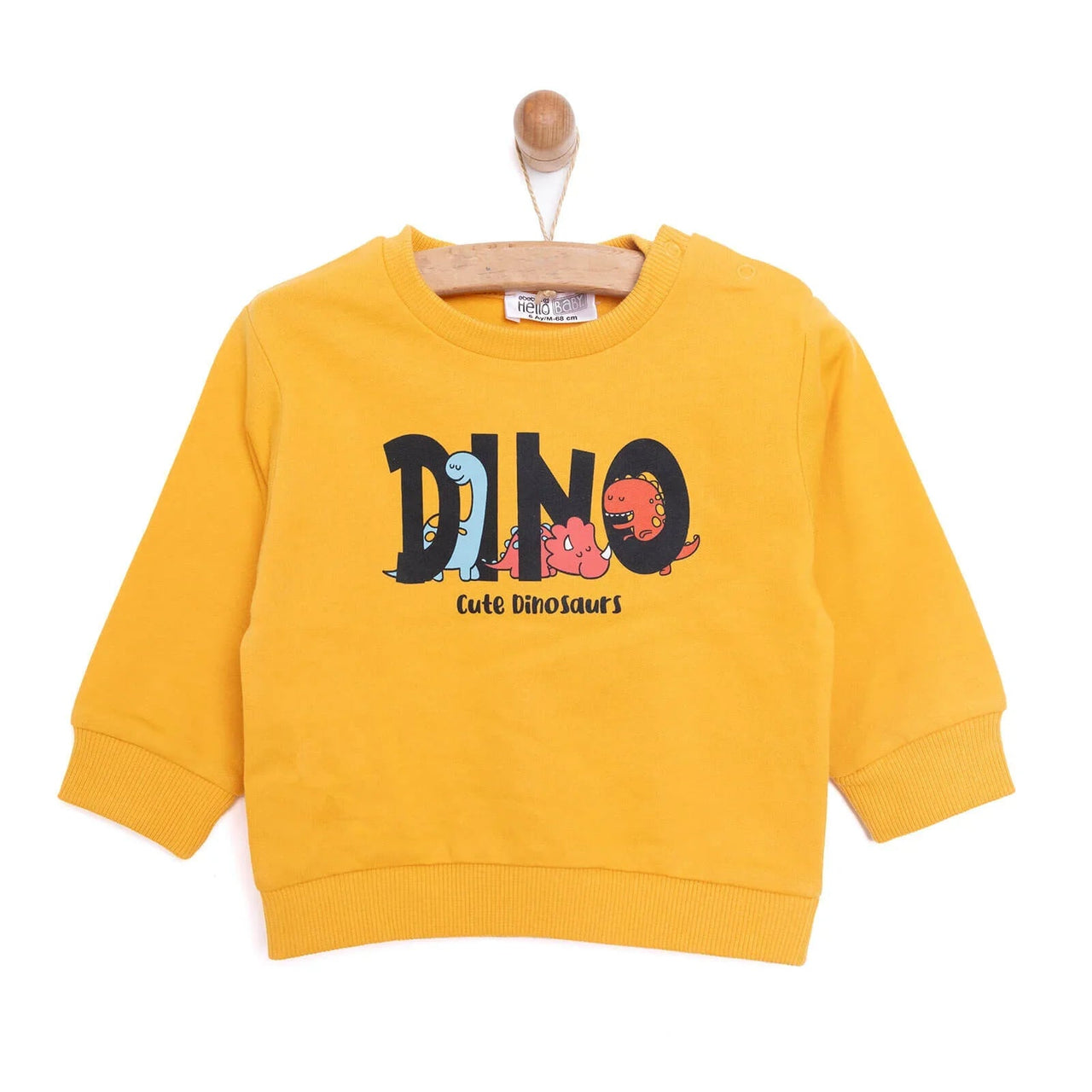 HelloBaby Baby Boy Dino Patterned Sweatshirt - Mustard - Miu Mau Baby & Kids Store
