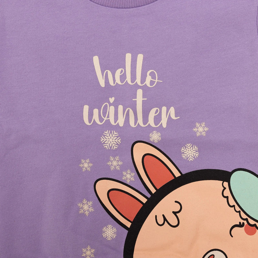 HelloBaby Baby Girl Animal Printed Sweatshirt - Purple - Miu Mau Collectibles