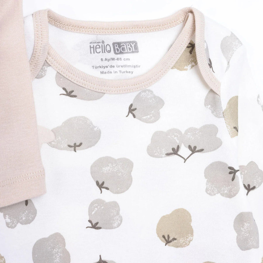 HelloBaby Baby Girl Long Sleeve Bodysuit 2 pcs - Beige - Miu Mau Collectibles