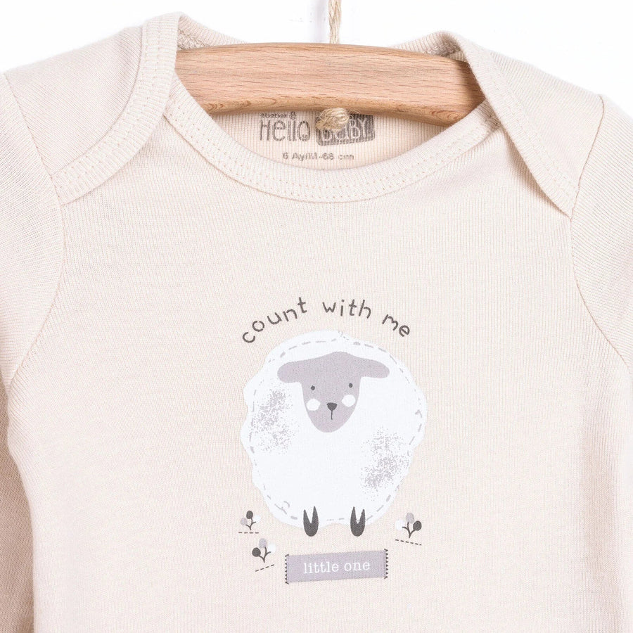 HelloBaby Baby Girl Long Sleeve Bodysuit 2 pcs - Beige - Miu Mau Collectibles