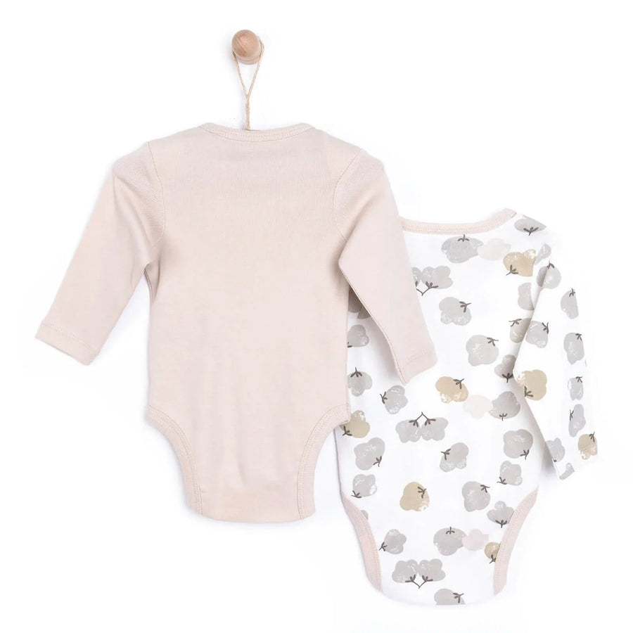 HelloBaby Baby Girl Long Sleeve Bodysuit 2 pcs - Beige - Miu Mau Collectibles