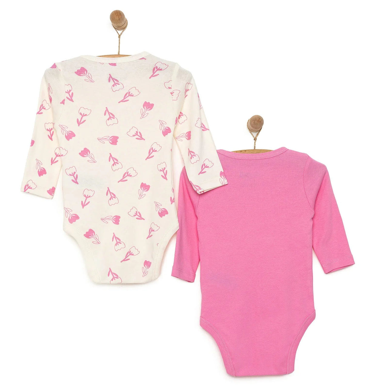 HelloBaby Baby Girl Long Sleeve Bodysuit 2pcs - Pink - Miu Mau Collectibles