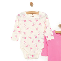 HelloBaby Baby Girl Long Sleeve Bodysuit 2pcs - Pink - Miu Mau Collectibles