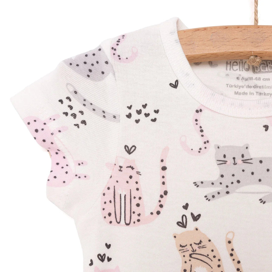HelloBaby Baby Girl Short Sleeve Body - Ecru - Miu Mau Baby & Kids Store