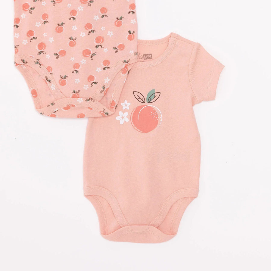 HelloBaby Baby Girl Short Sleeve Bodysuit 2 pcs - Pink - Miu Mau Collectibles