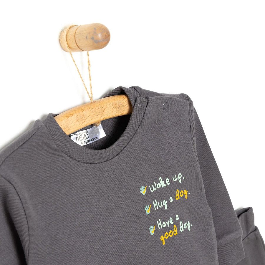 HelloBaby Basic Boy Text Printed Jogging - Anthracite - Miu Mau Collectibles