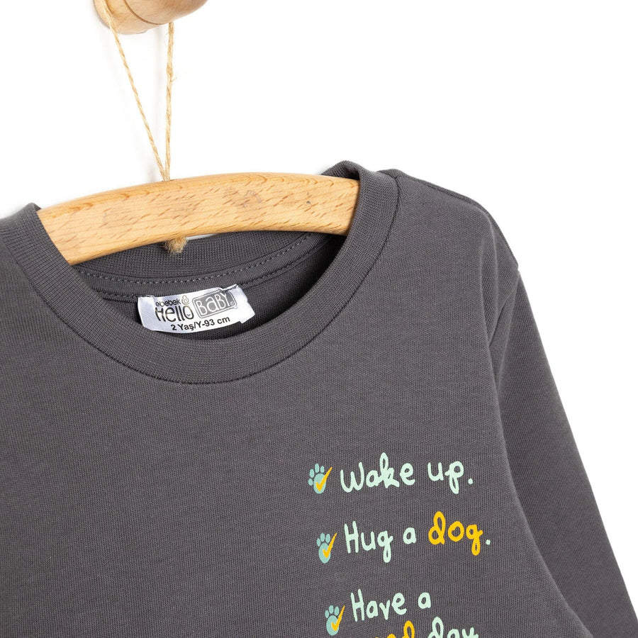 HelloBaby Basic Boy Text Printed Jogging - Anthracite - Miu Mau Collectibles