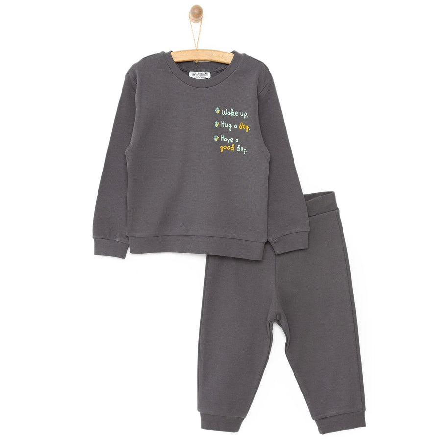 HelloBaby Basic Boy Text Printed Jogging - Anthracite - Miu Mau Collectibles