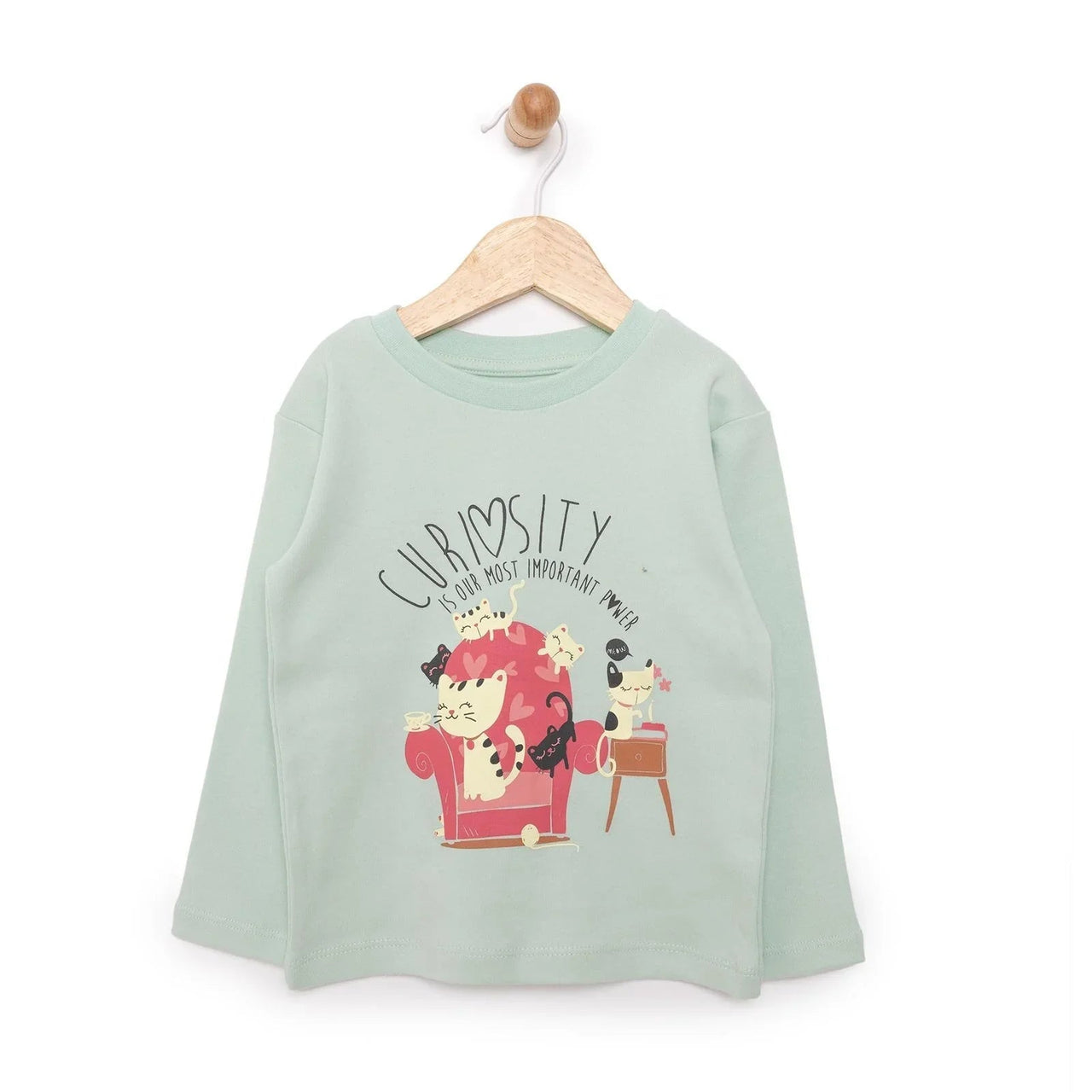 HelloBaby Basic Cat Printed Interlock Long Sleeve T-Shirt - Multicolour - Miu Mau Collectibles