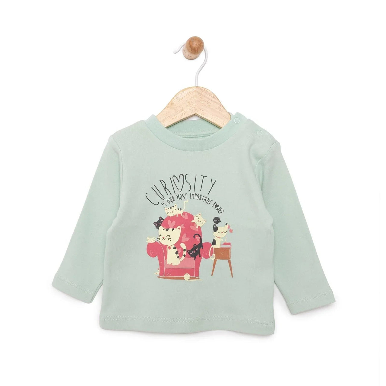 HelloBaby Basic Cat Printed Interlock Long Sleeve T-Shirt - Multicolour - Miu Mau Collectibles