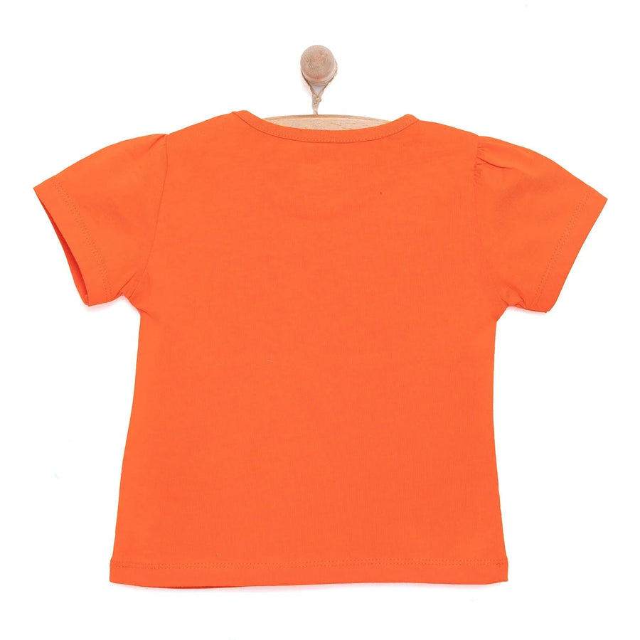 HelloBaby Basic Girl Daisy Patterned T-shirt - Coral - Miu Mau Baby & Kids Store